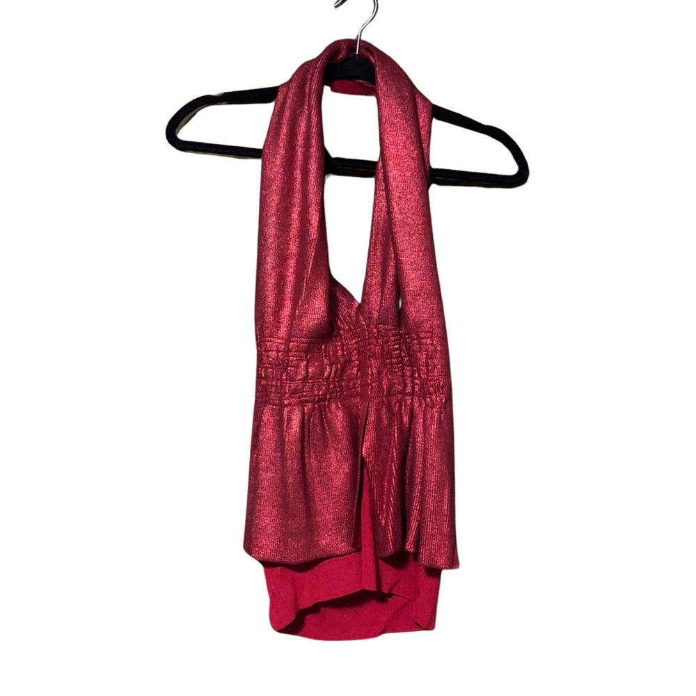 metallic halter top